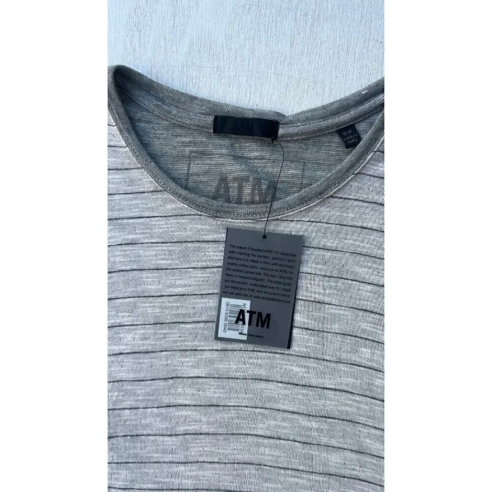 Women's Atm Anthony Thomas Melillo Stripe T-Shirt Dress, Size Medium - Gray M - Picture 4 of 14